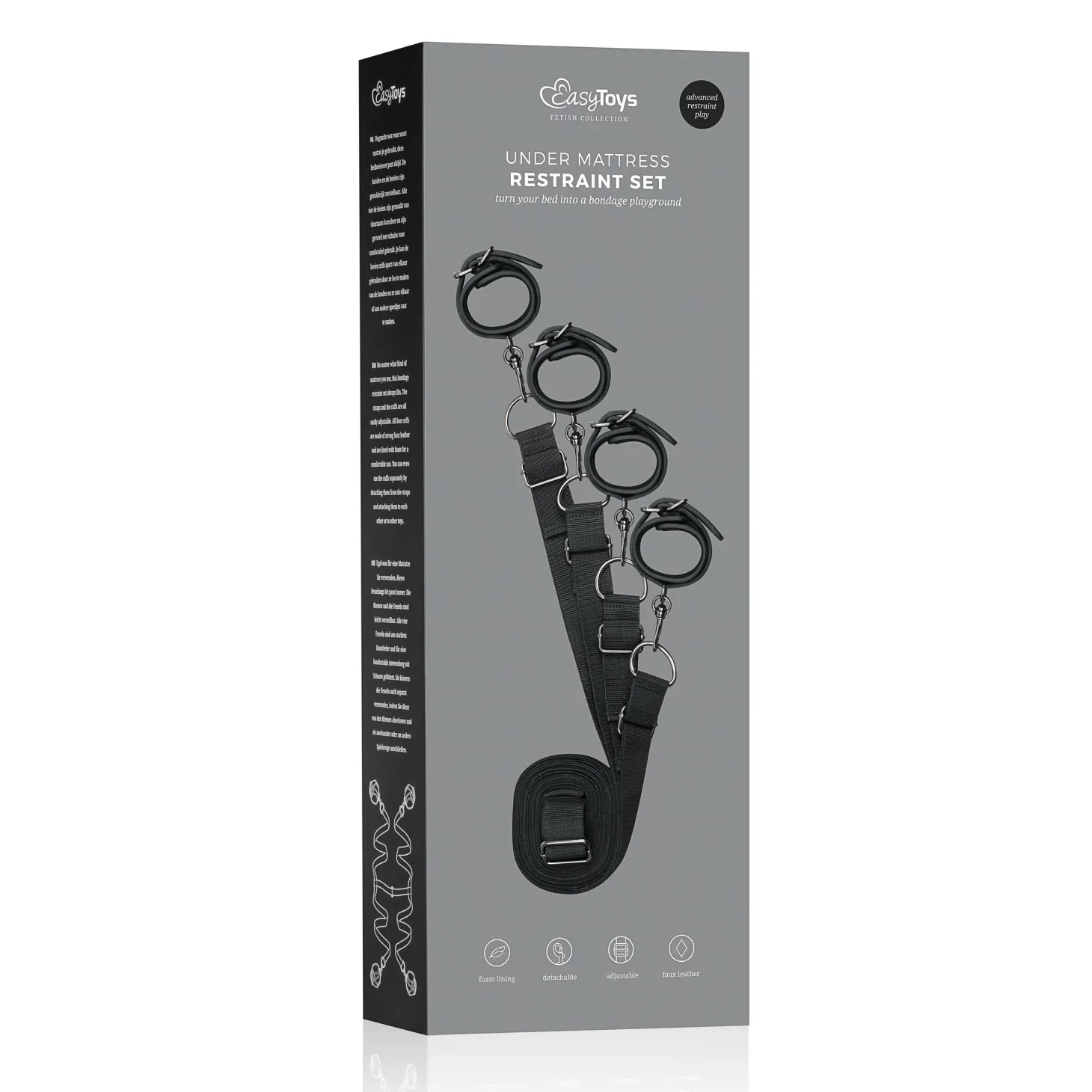 Easytoys Fetish - Menottes à sangles pour lit - Noir
