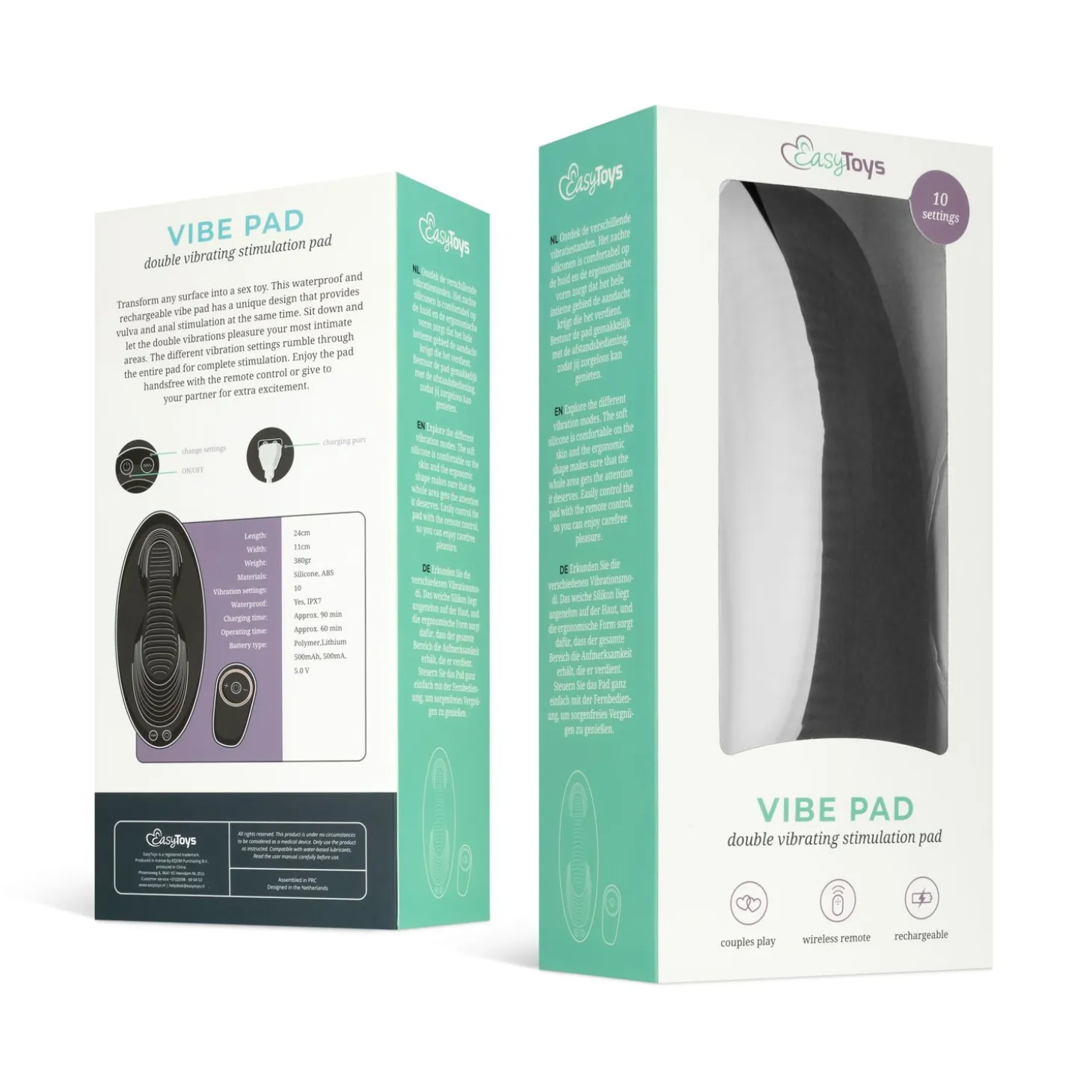 EasyToys – Vibe Pad Coussin Vibrant avec Télécommande – Noir