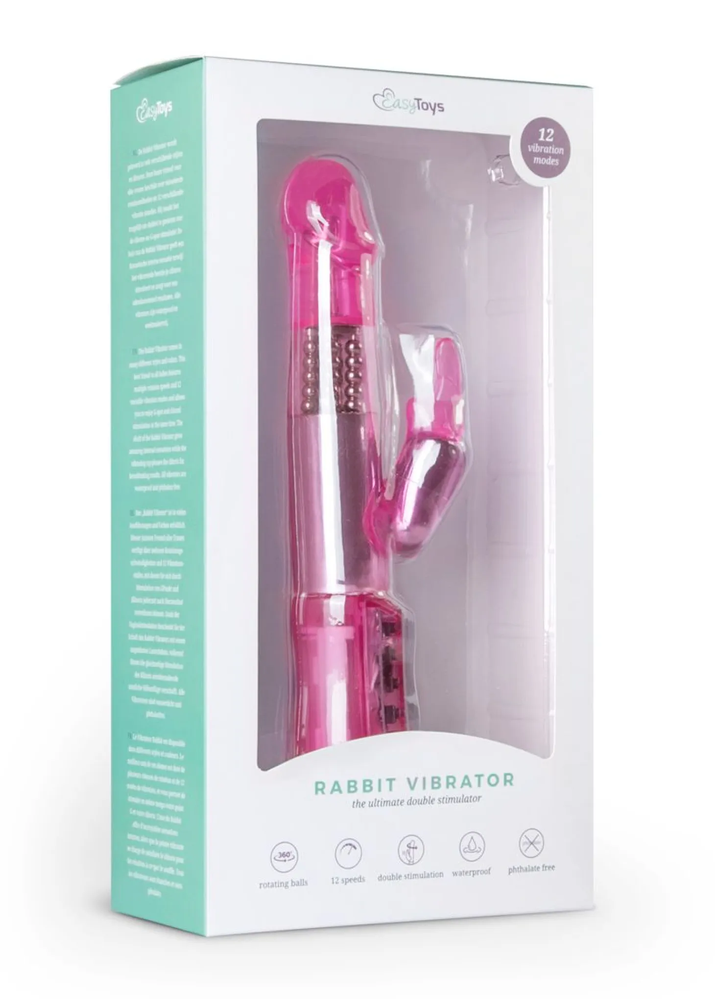 EasyToys - Vibro rabbit avec billes rotatives - Rose