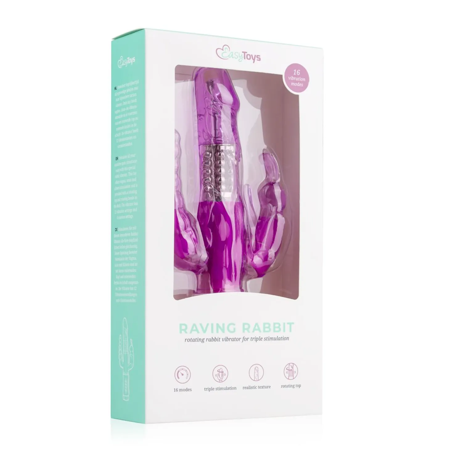 EasyToys - Vibro rabbit avec simulateur anal et clitoridien - Rose
