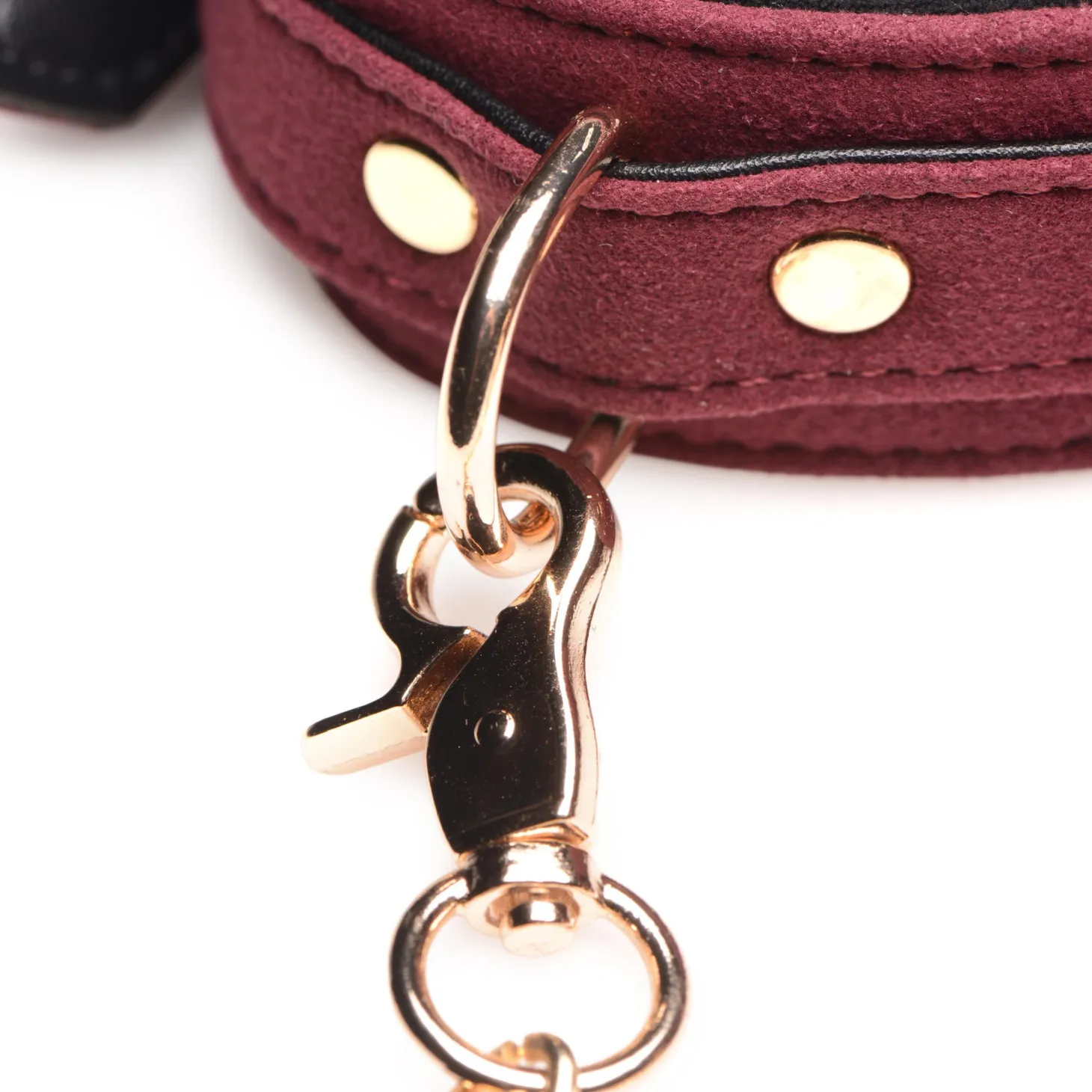 Ensemble BDSM 6 pièces en daim avec menottes, collier et sangle - Bordeaux