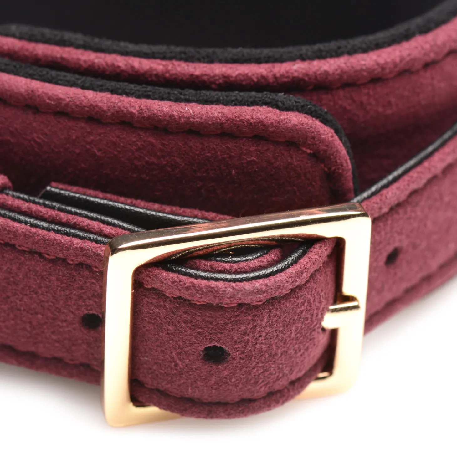 Ensemble BDSM 6 pièces en daim avec menottes, collier et sangle - Bordeaux