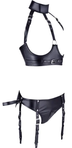 Ensemble de bondage avec soutien-gorge - Noir