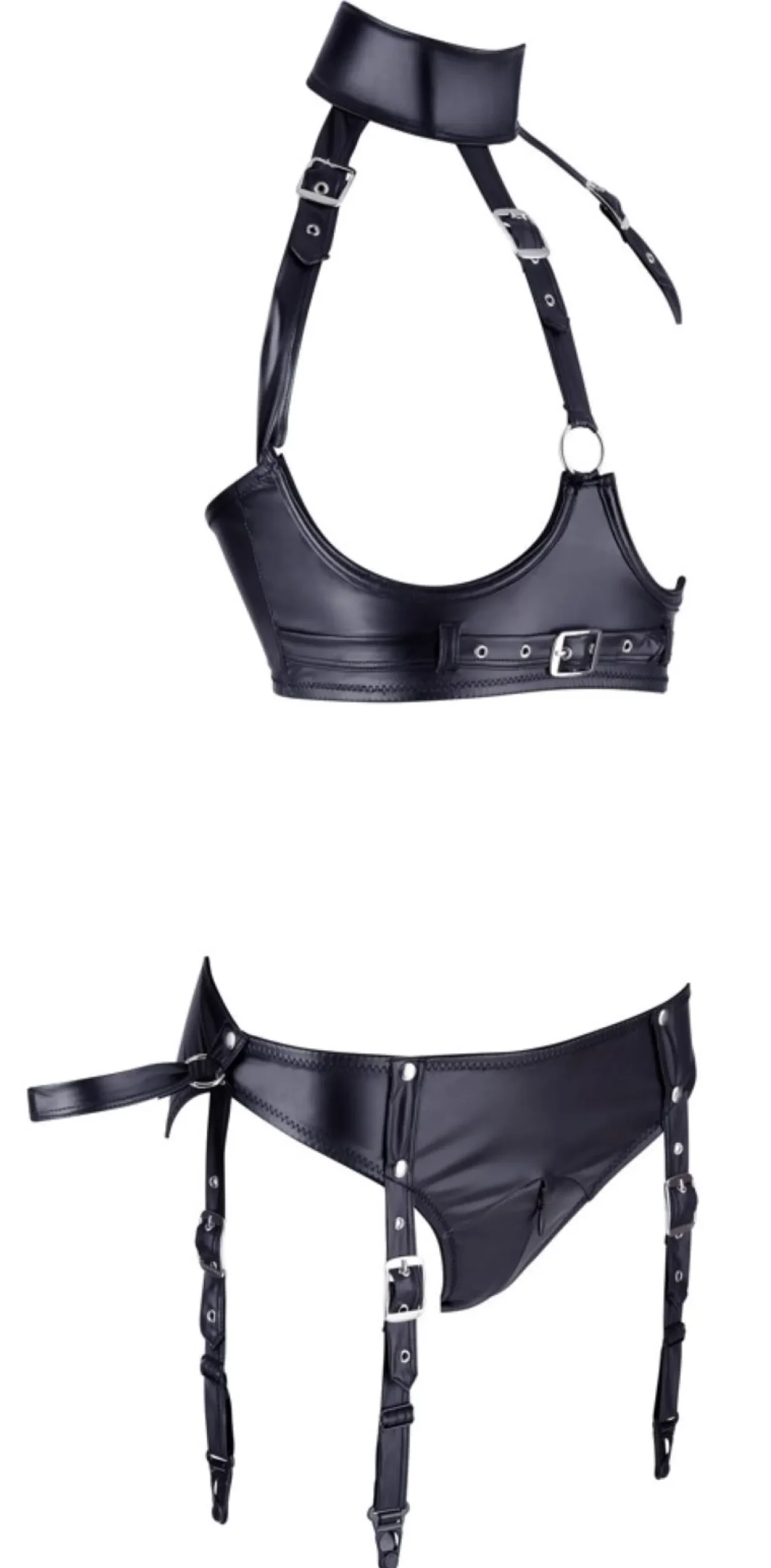 Ensemble de bondage avec soutien-gorge - Noir