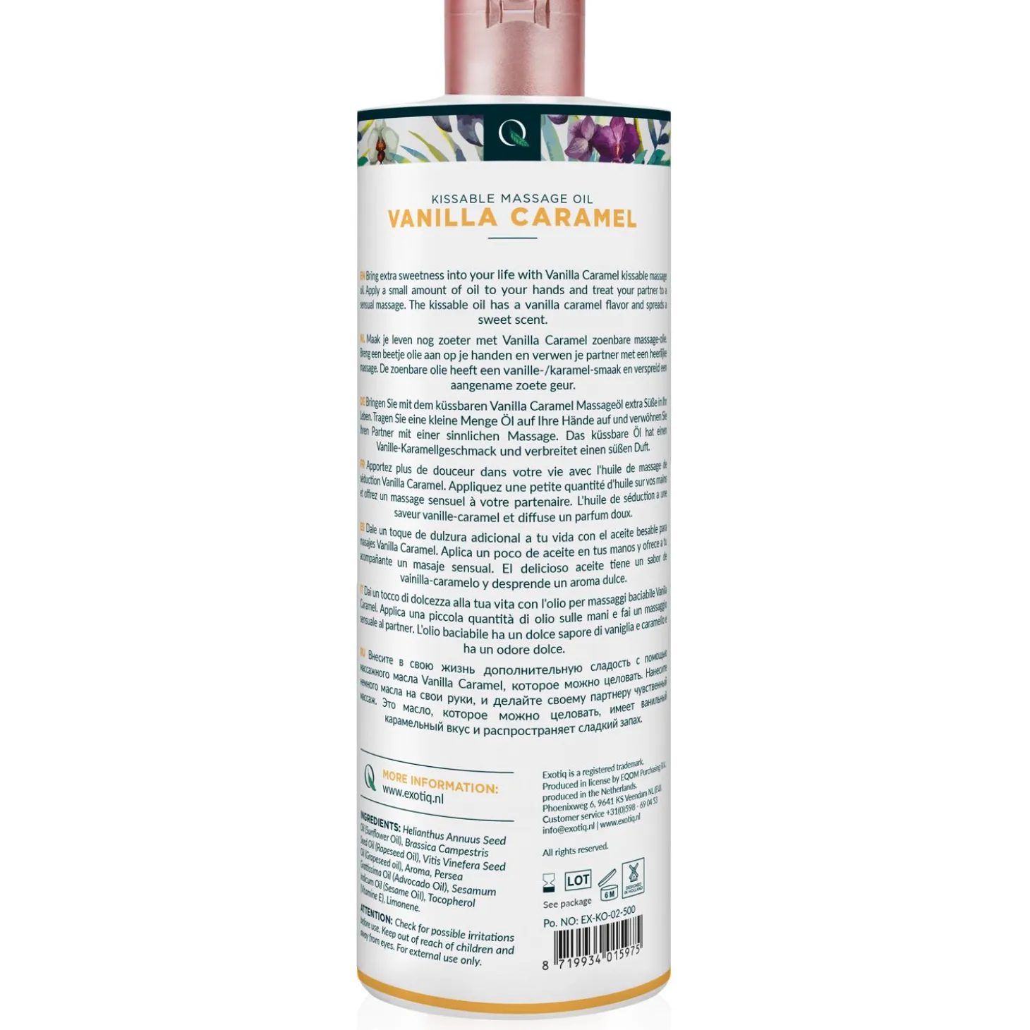 Exotiq - Huile de massage caramel à la vanille - 500 ml