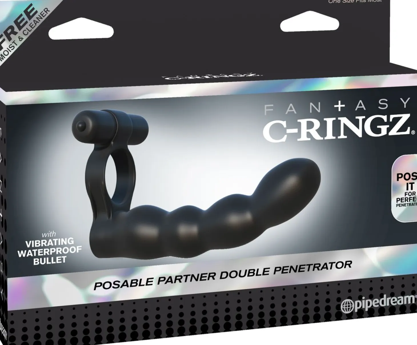 Fantasy C-ringz Cockring & gode Posable Partner Double Penetrator Noir