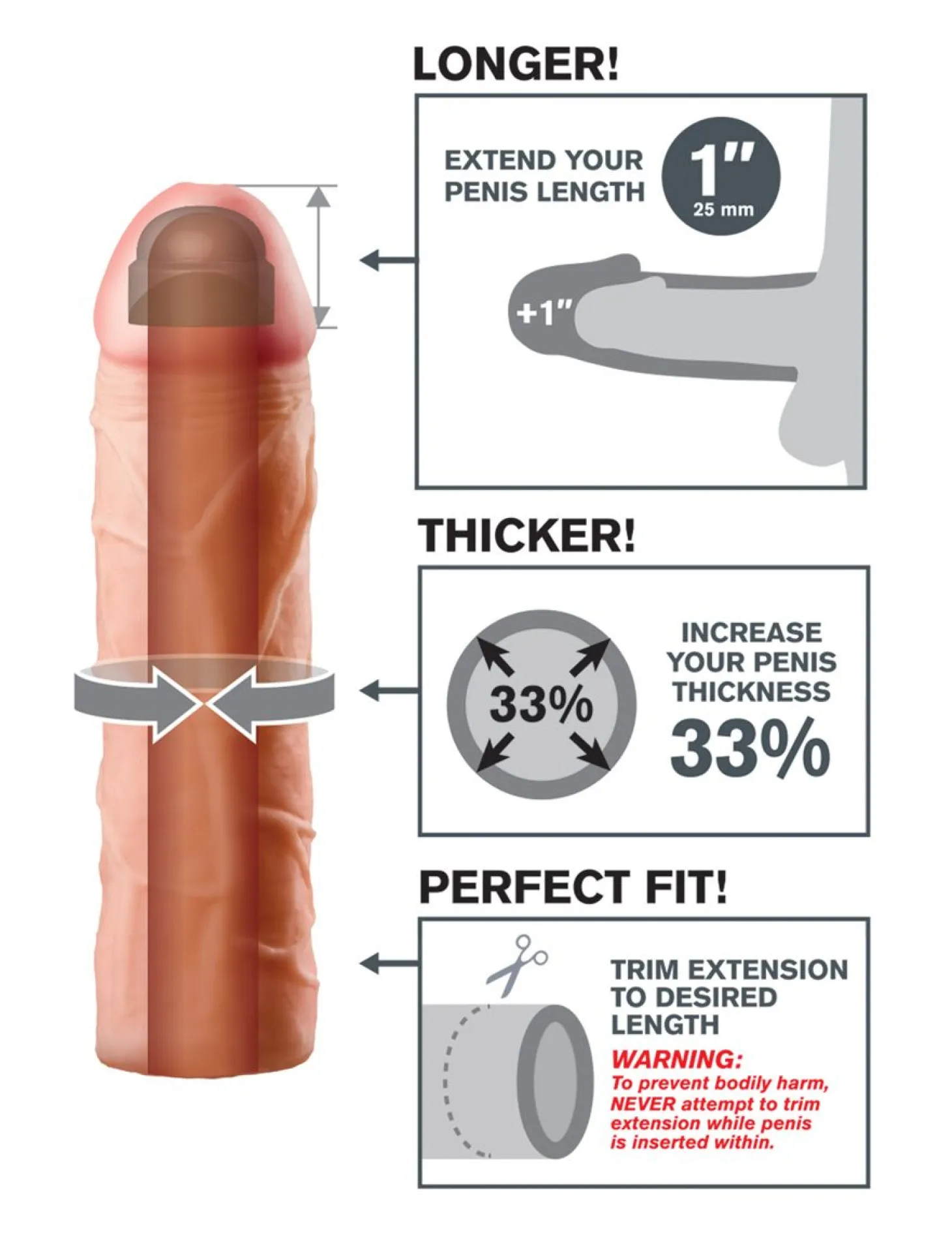 Fantasy X-tensions Gaine à pénis Perfect Extension 1'' Beige