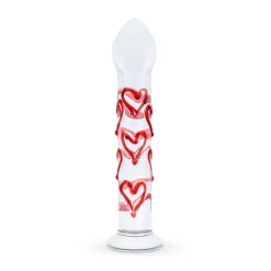 Gildo - Dildo en Verre pour Point G/Prostate avec Cœurs No. 30 - 17 cm
