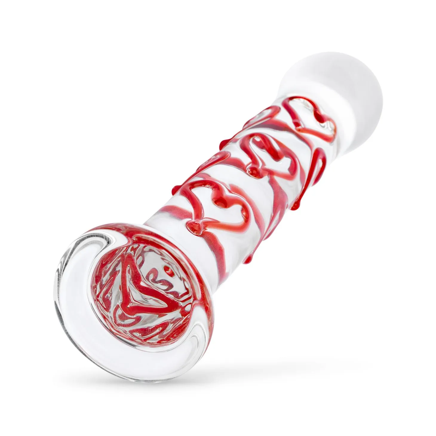 Gildo - Dildo en Verre pour Point G/Prostate avec Cœurs No. 30 - 17 cm
