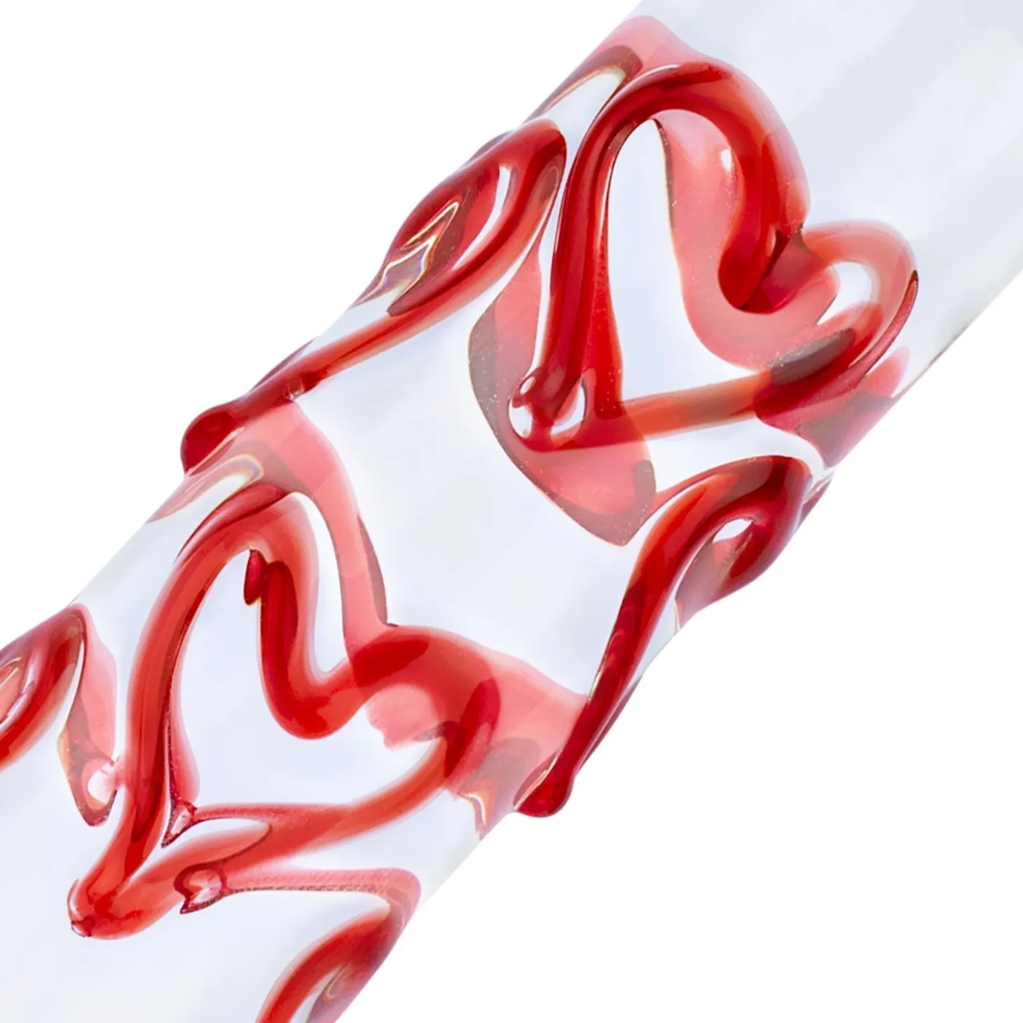 Gildo - Dildo en Verre pour Point G/Prostate avec Cœurs No. 30 - 17 cm