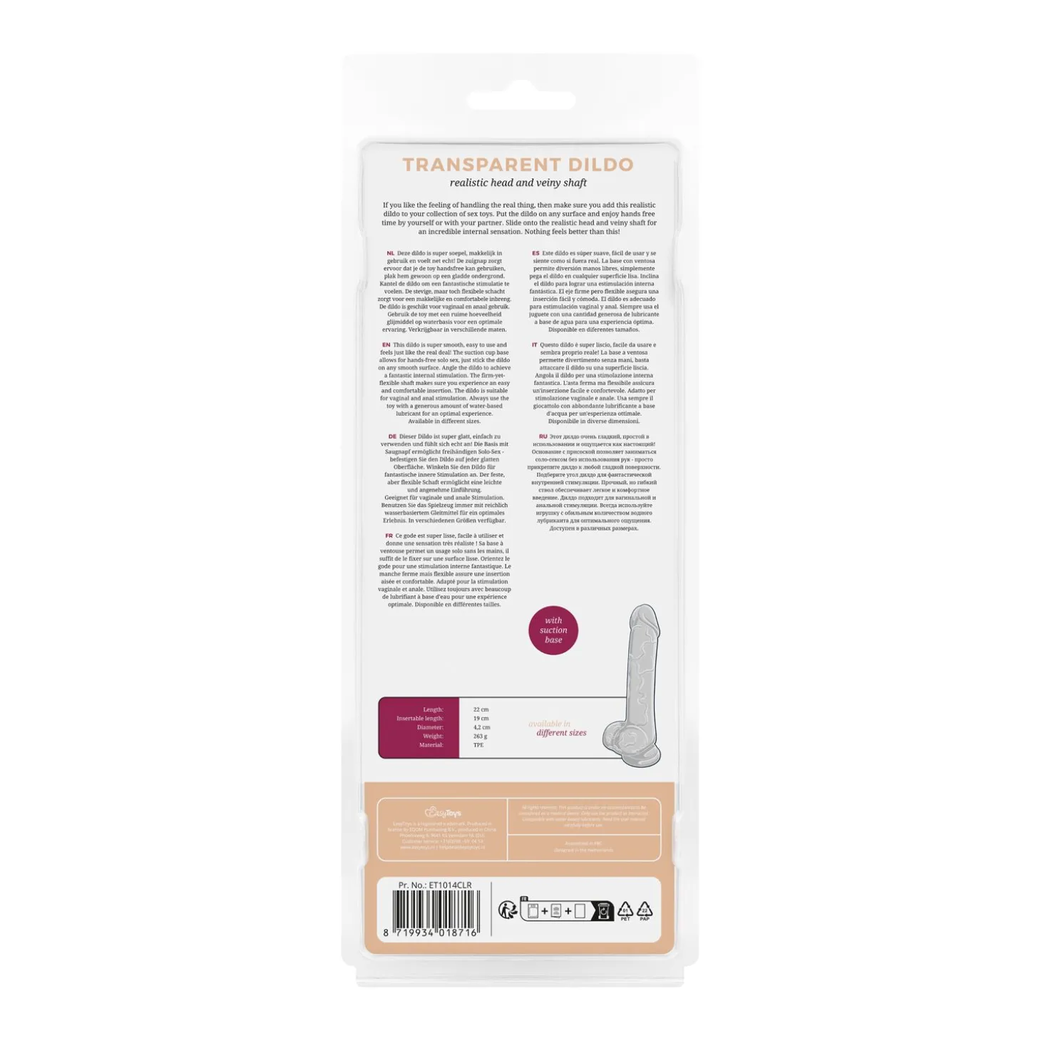 Godemiché en gel avec testicules - 19 cm
