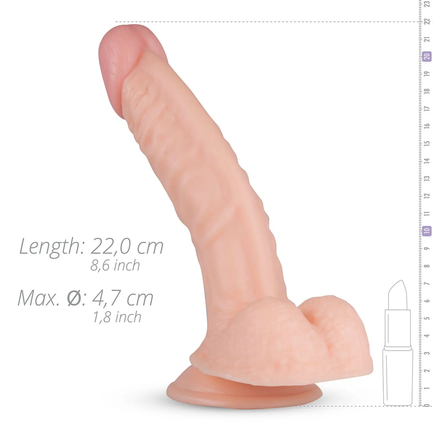 Gode réaliste Derek - gode ventouse - 22 cm