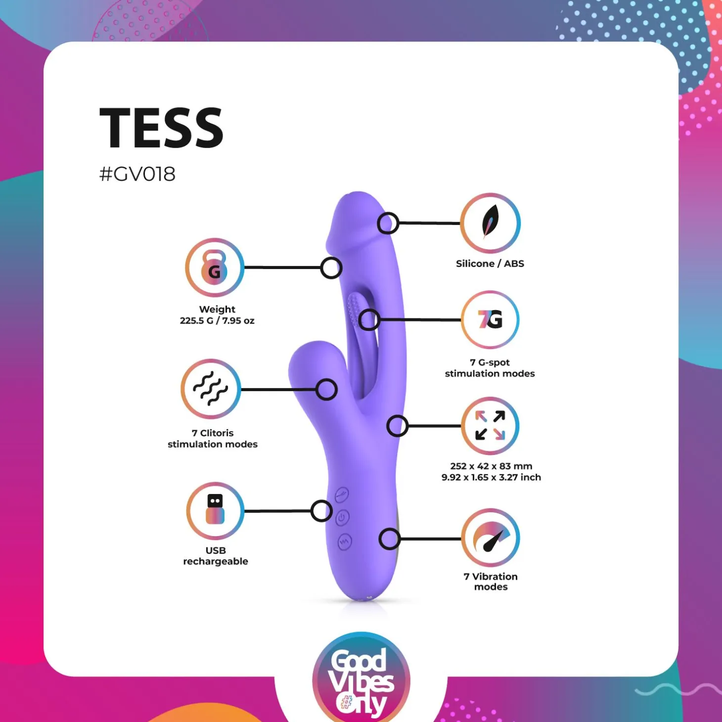 Good Vibes Only - Tess Vibromasseur Lapin avec Stimulateur du Point G