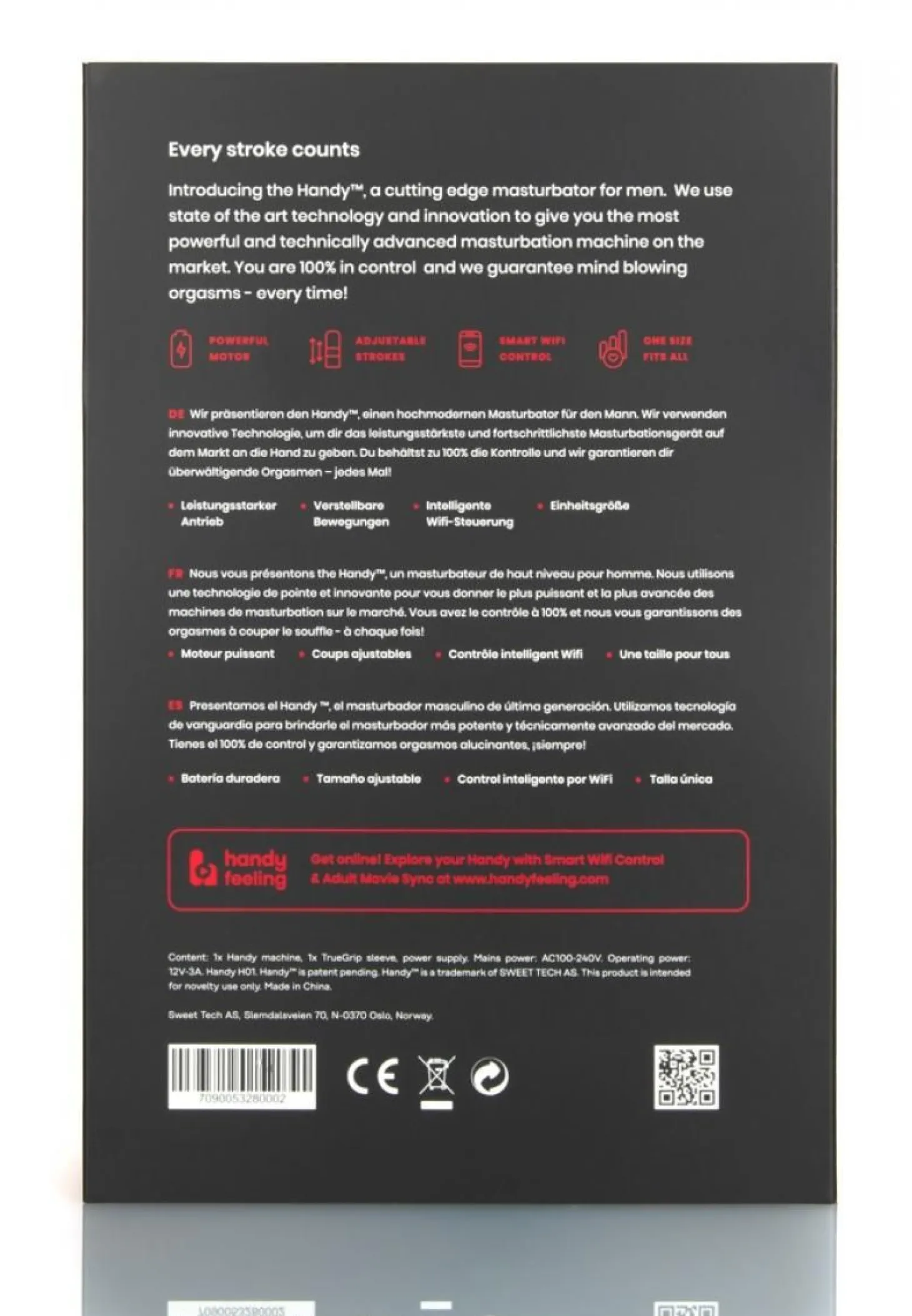 Handy - Masturbateur connecté avec manchon ajustable - Noir