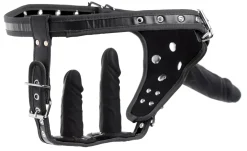 Harnais pour gode-ceinture à double pénétration - Noir