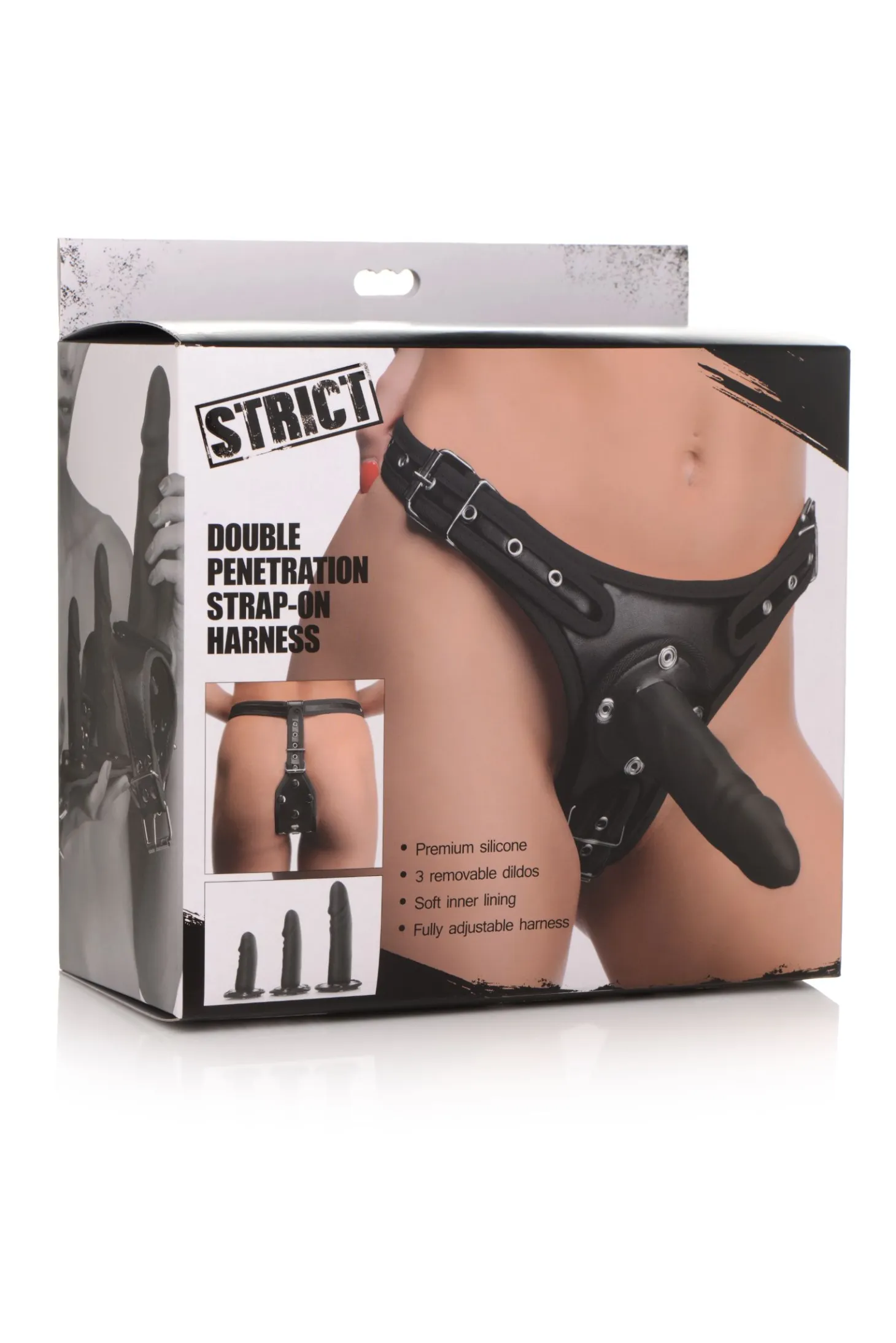 Harnais pour gode-ceinture à double pénétration - Noir