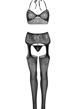 Haut de soutien-gorge, string et bas - Noir