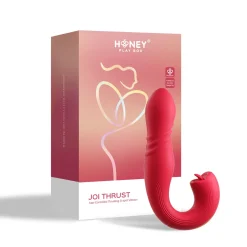 HoneyPlayBox - JOI Thrust 2 Capteur de Pression Contrôlé par App Vibrateur de Point G Poussant et Lécheur de Clitoris avec Langue Rouge