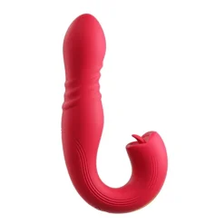 HoneyPlayBox - JOI Thrust 2 Capteur de Pression Contrôlé par App Vibrateur de Point G Poussant et Lécheur de Clitoris avec Langue Rouge