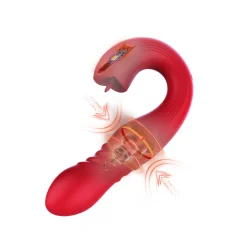 HoneyPlayBox - JOI Thrust 2 Capteur de Pression Contrôlé par App Vibrateur de Point G Poussant et Lécheur de Clitoris avec Langue Rouge