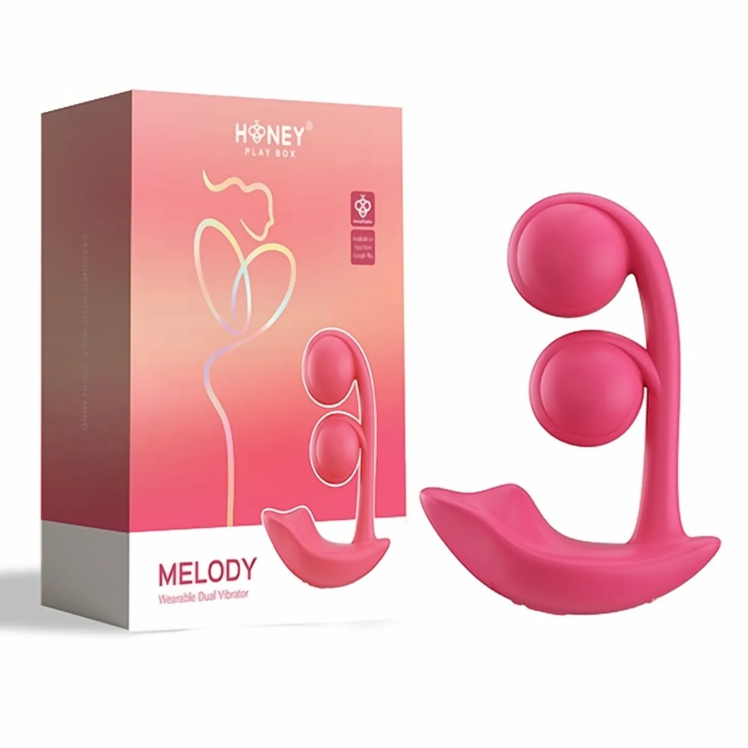 HoneyPlayBox - Melody-Capteur de Pression Contrôlé par App Vibrateur à Boules Doubles Clitoris et Point G Magenta