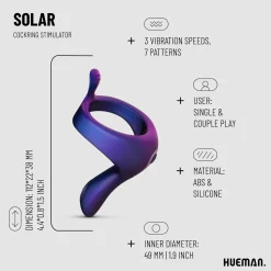 Hueman - Cockring vibrant avec bras de stimulation