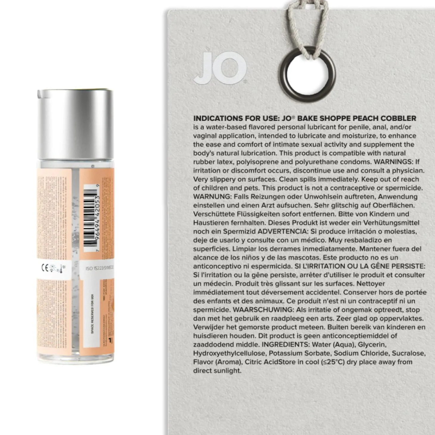 JO - Bake Shoppe Tarte Aux Pêches Lubrifiant - 60ml