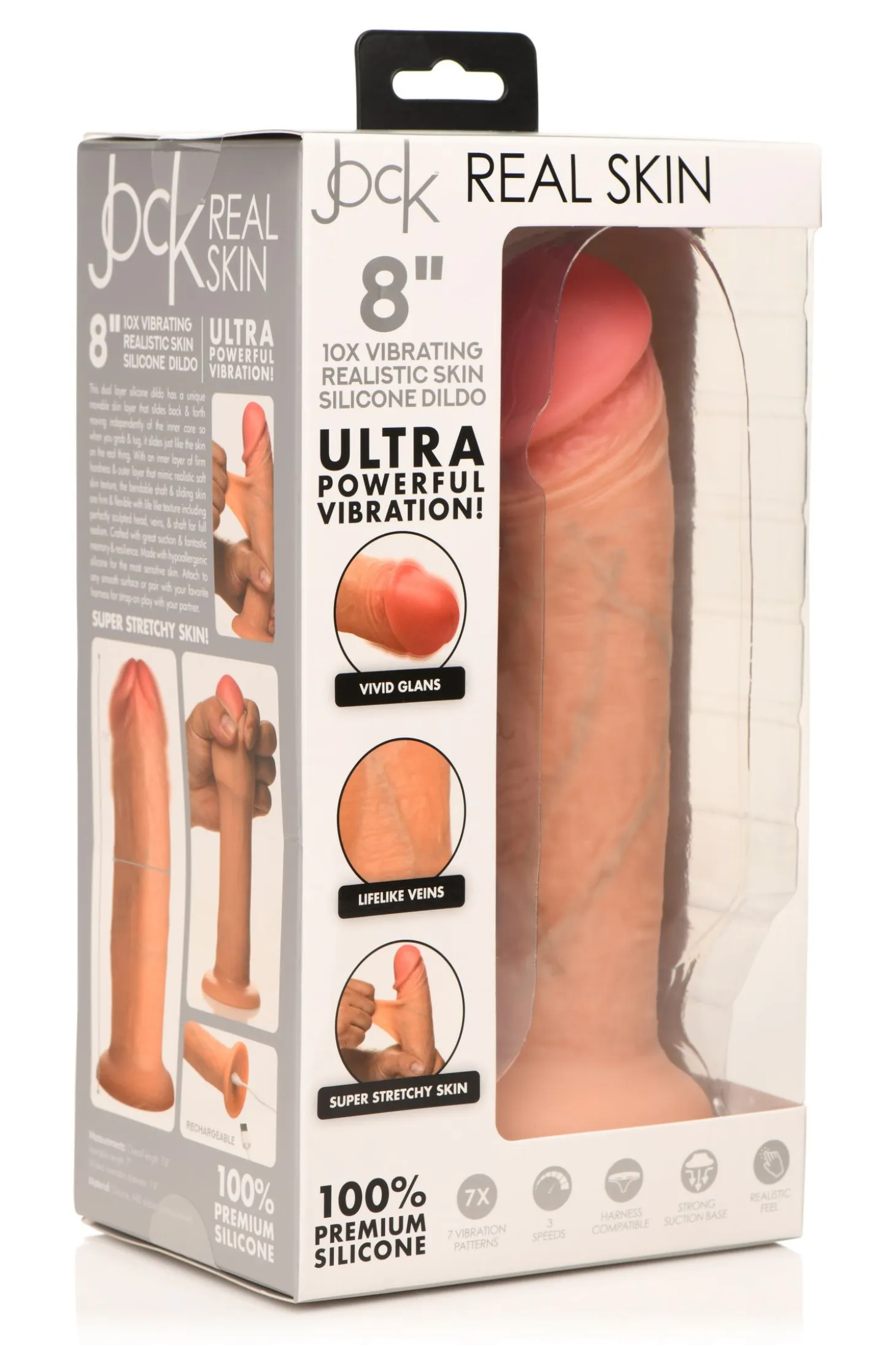 JOCK - Godemichet Vibrant Real Skin - 20 cm & Teint Clair