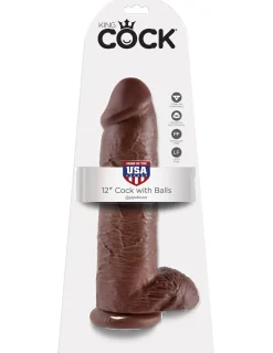 King Cock Gode à ventouse Cock with Balls 12'' Marron