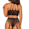 Leg Avenue - Body en Dentelle à Col Halter avec Porte-Jarretelles Intégrés