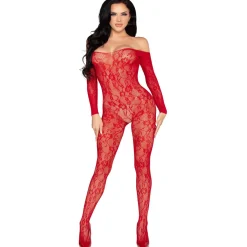 Leg Avenue - Bodystocking Dentelle - Rouge