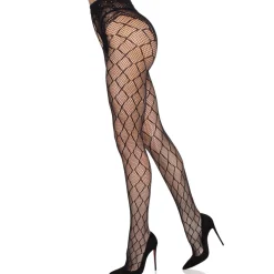Leg Avenue - Collant Résille Entrejambe Ouvert - Noir