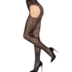 Leg Avenue - Collant Résille Floral - Noir
