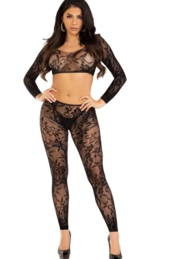 Leg Avenue - Crop Top & Leggings Sans Pied - Noir