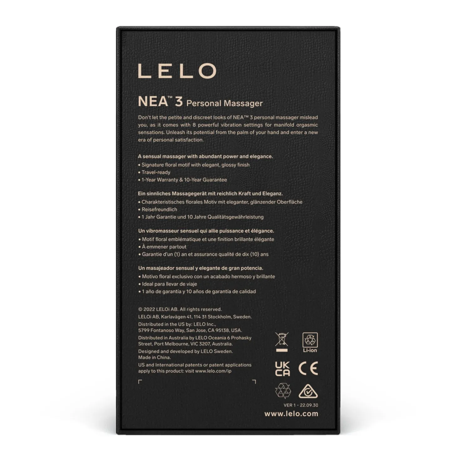 LELO - Masseur Personnel Nea 3 - Noir Profond