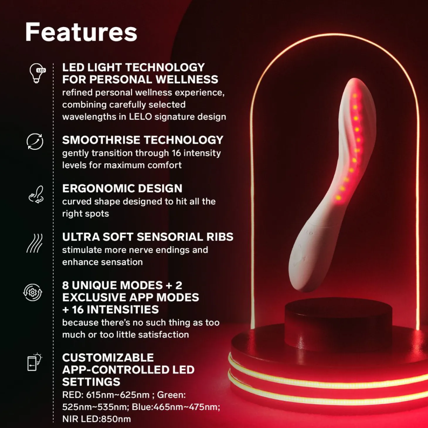 LELO - MONA Spectra Vibromasseur Point G - Contrôle par App