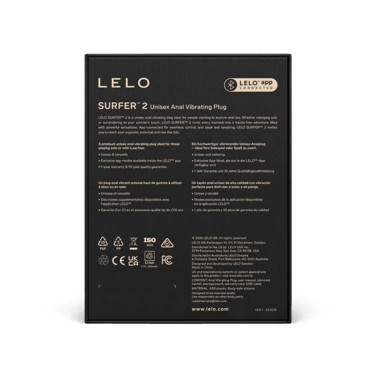 LELO - SURFER 2 Plug Anal Vibrant - Cyber Purple