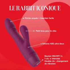 Le Rabbit Iconique par Adam & Eve - Stimulateur point G et clitoris - Violet