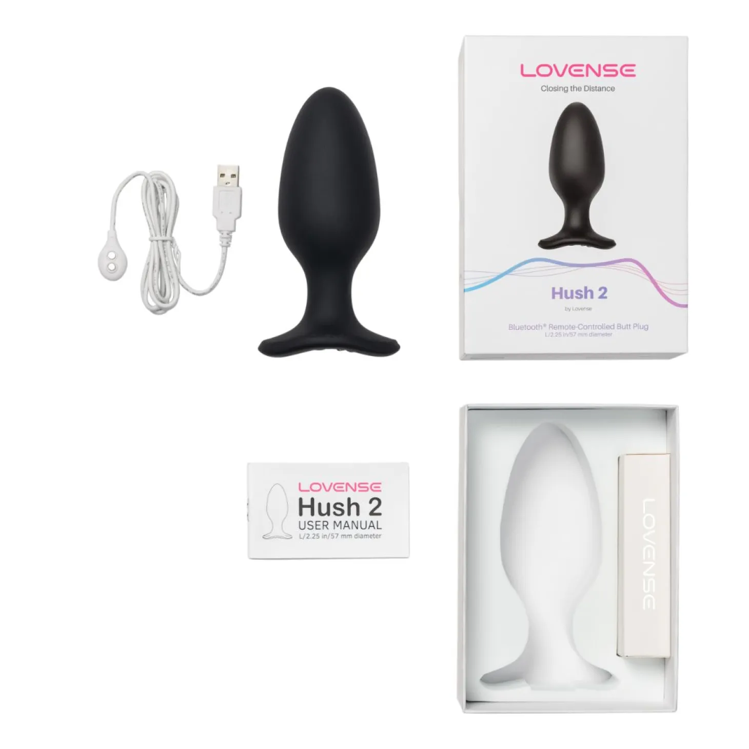 Lovense - Hush 2 Plug Anal Vibrant Avec Application - Noir