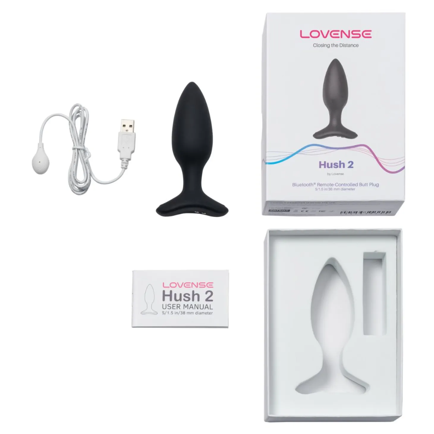 Lovense - Hush 2 Plug Anal Vibrant Avec Application - Noir