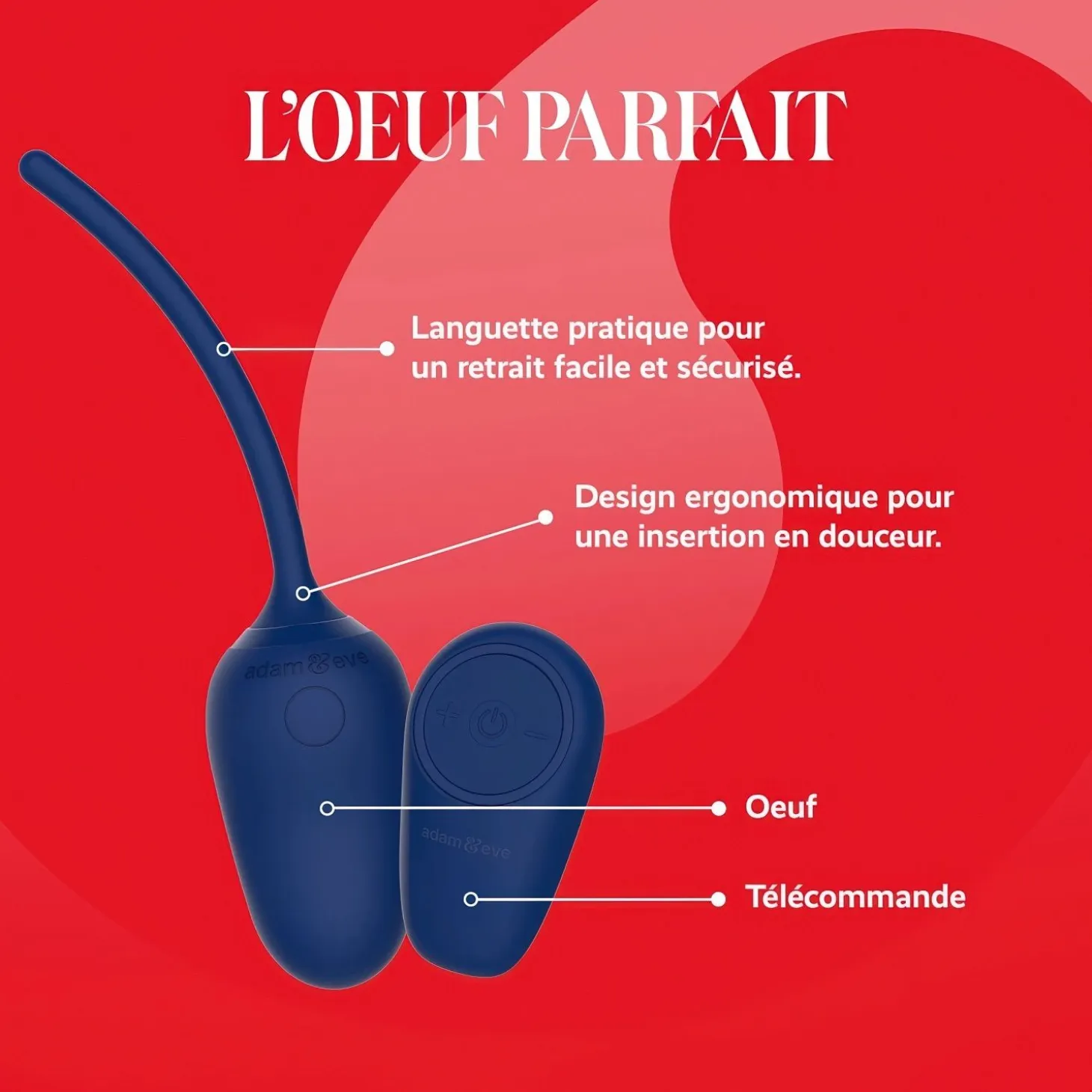 L’Œuf Parfait par Adam & Eve - Œuf vibrant télécommandé - Bleu