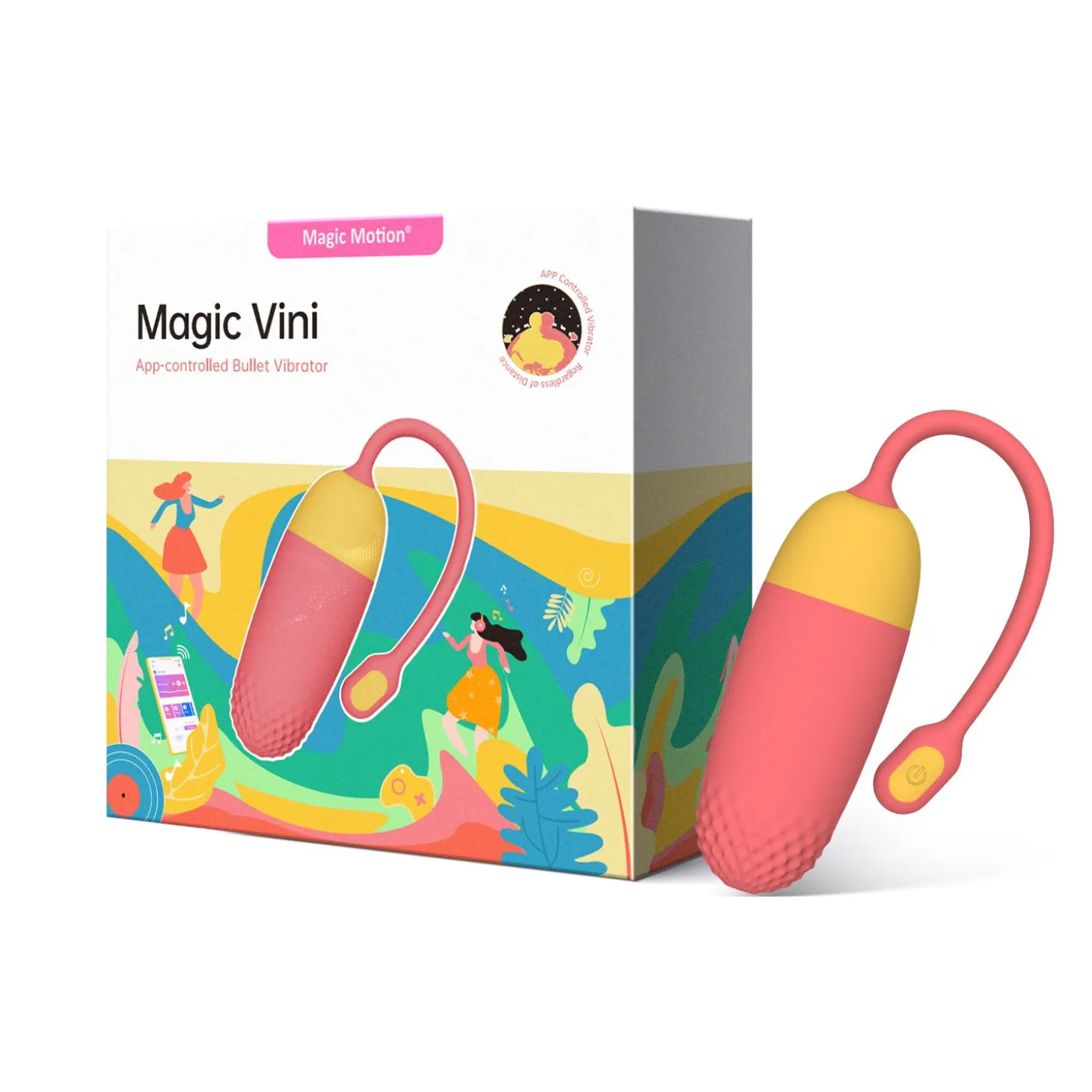 Magic Motion - Œuf vibrant connecté Vini - Corail/Jaune