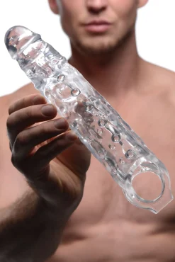 Manchon extenseur pour pénis avec nœuds - Transparent