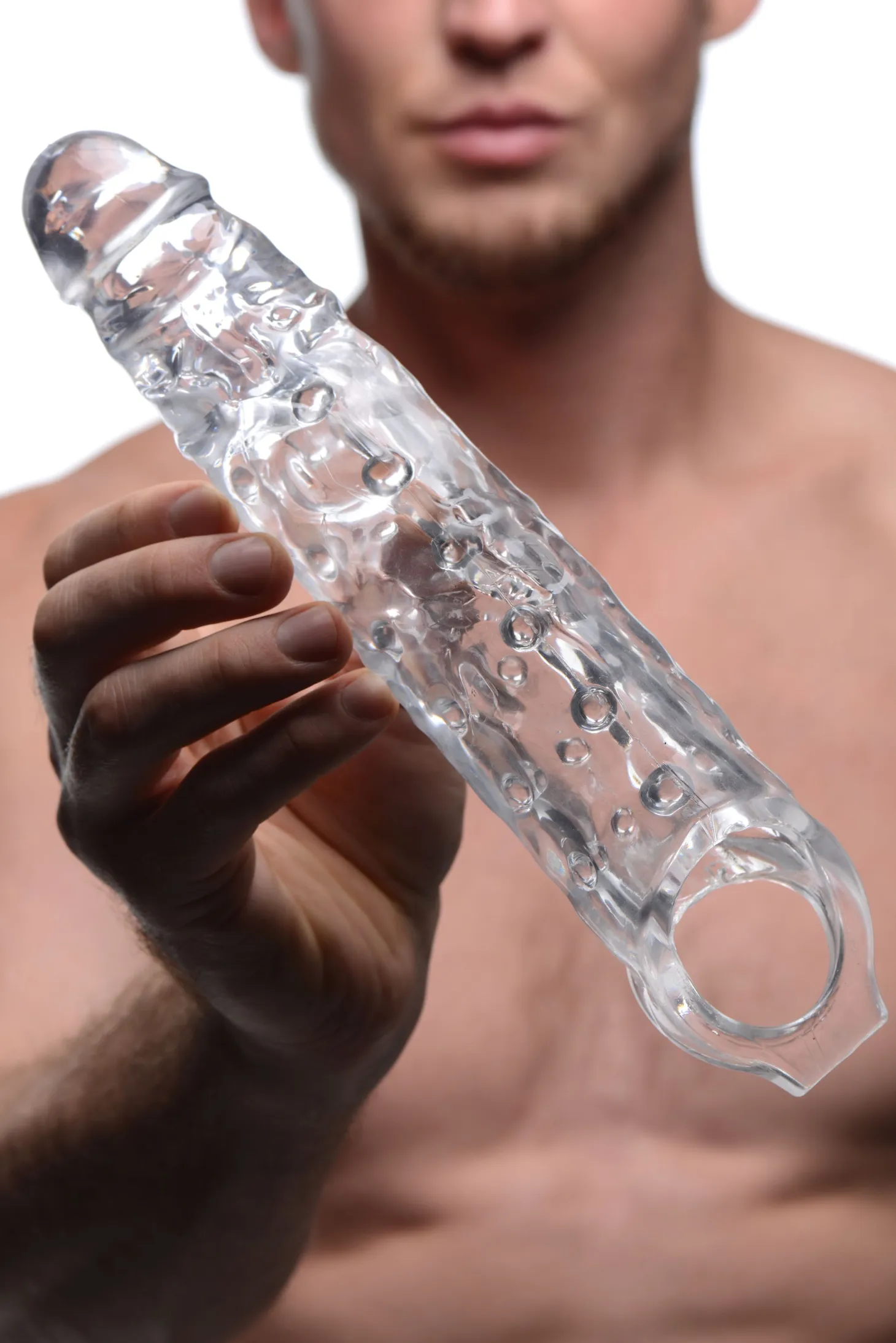 Manchon extenseur pour pénis avec nœuds - Transparent