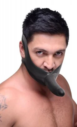 Master Series - Face Strap-On Bâillon avec Dildo - Noir