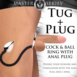 Master Series - Tug + Plug Anneau pour Pénis et Testicules avec Plug Anal - Noi