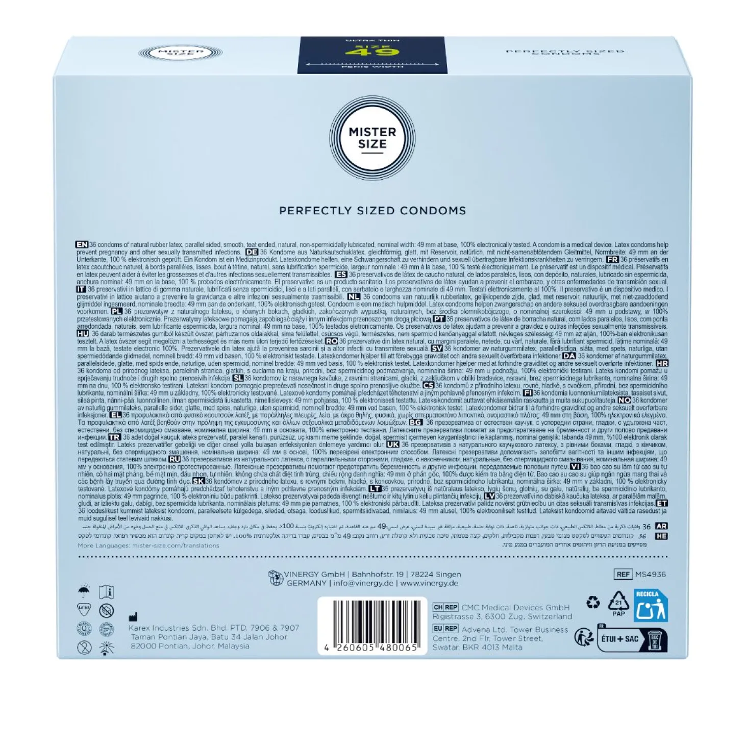 MISTER.SIZE - S Préservatifs Ultra Fins - 36 Pièces