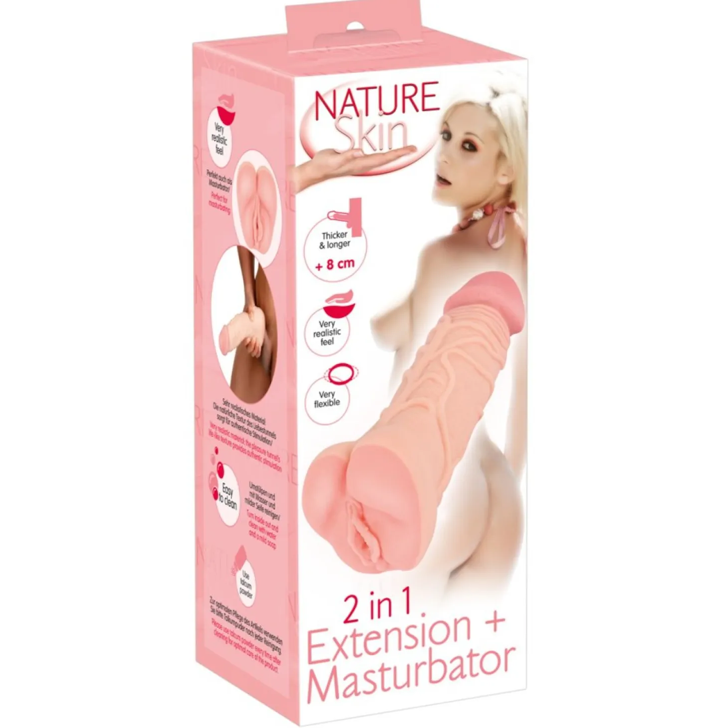 Nature Skin - Extension + Masturbateur 2-en-1 - 22 cm