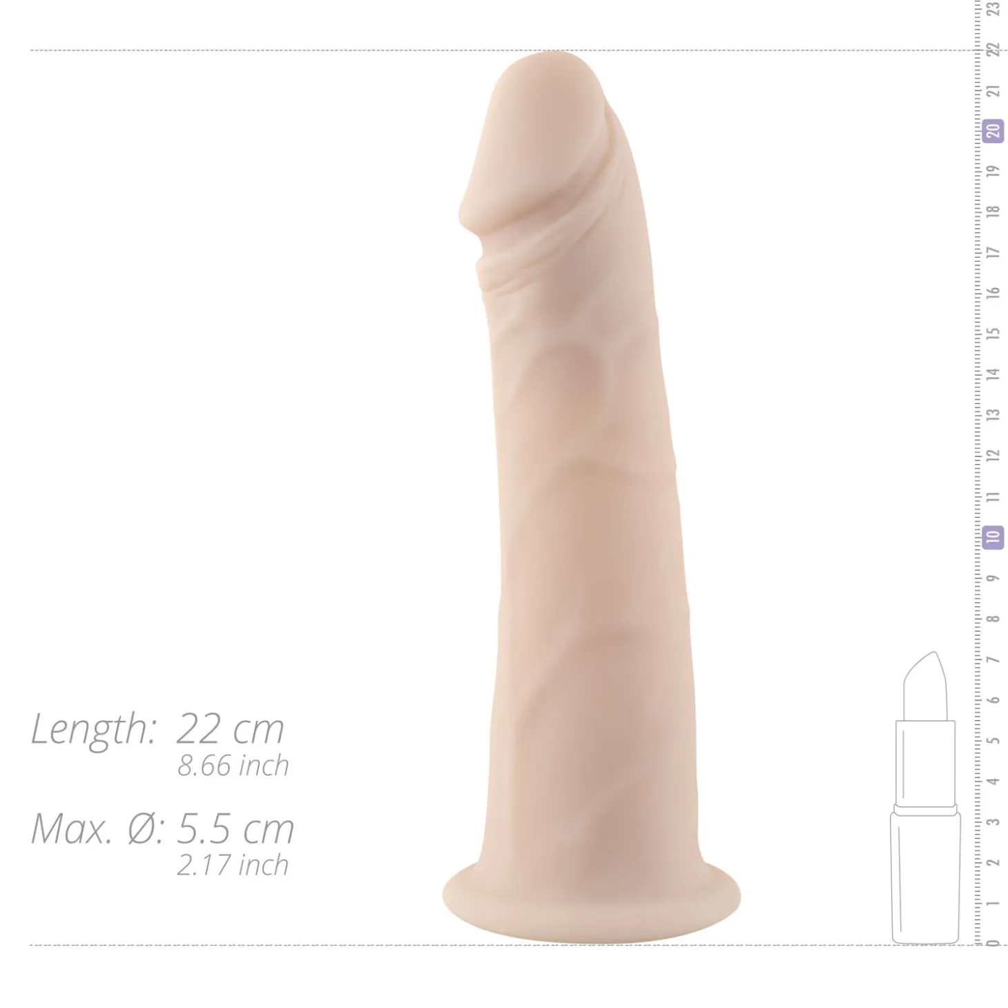 No-Parts - Gode réaliste creux "Cameron" 22 cm - Beige
