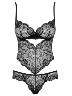 Obsessive - Alluria Kanten Body - Zwart